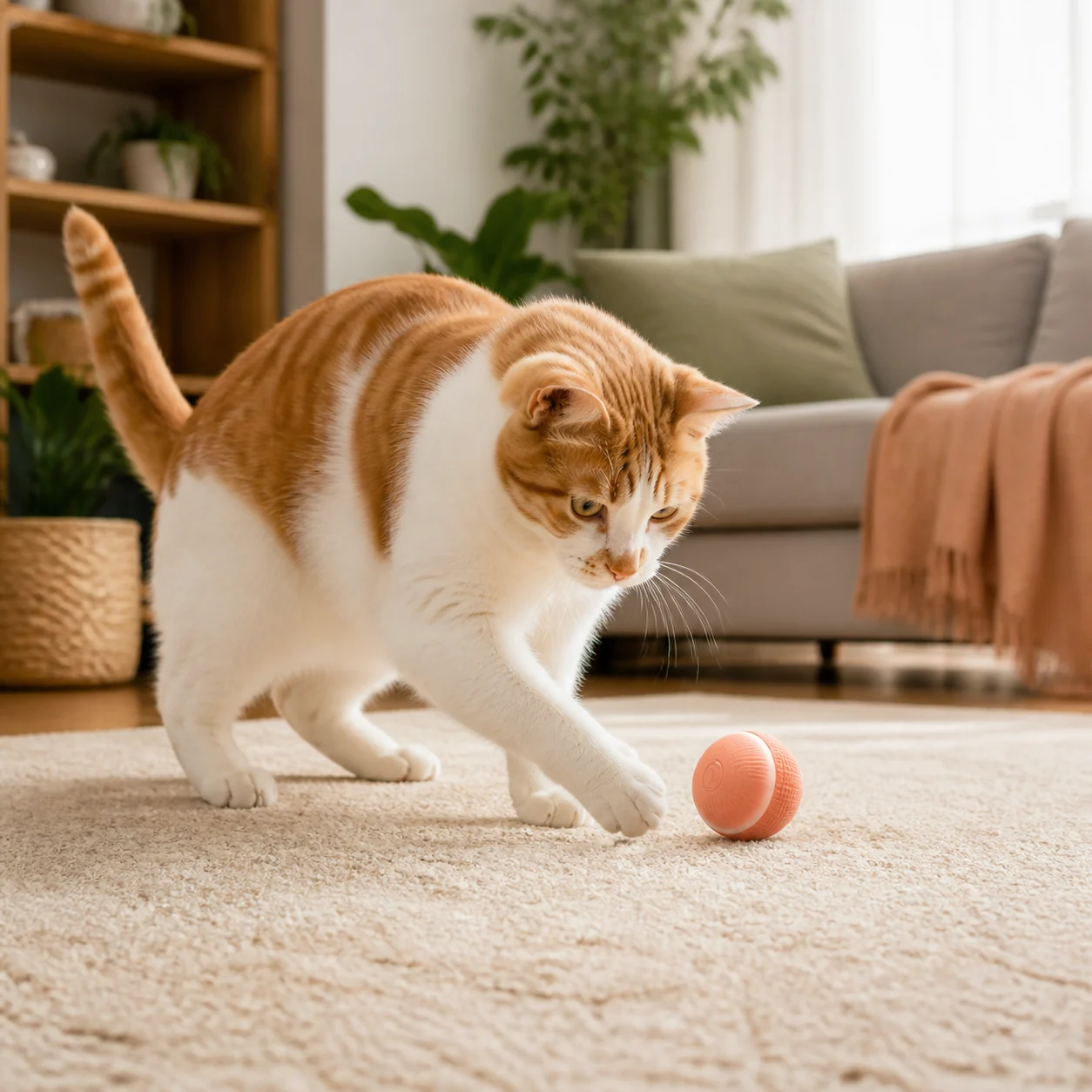USB充電式 猫用自動おもちゃの使用イメージ