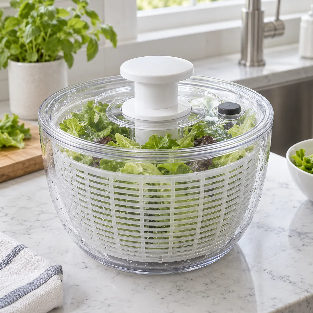 OXO クリアサラダスピナーの使用イメージ